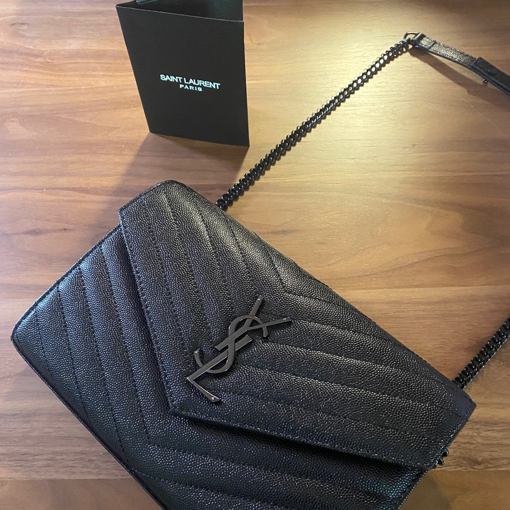 YSL Black Wallet On Chain Black Hardware
